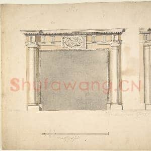 [英国素描作品]威廉·钱伯斯爵士-理查德·巴韦尔壁炉架设计.tif