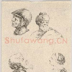 [意大利素描作品]斯特凡诺·德拉贝拉-四小头像 选自《学画之书》.tif