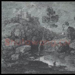 [英国素描作品]托马斯·庚斯博罗-城堡与船夫的山景.tif