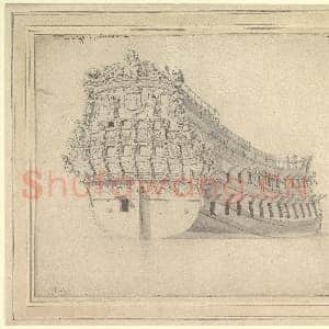 [荷兰素描作品]小威廉·范德费尔德-法国船只“朝臣”号.tif