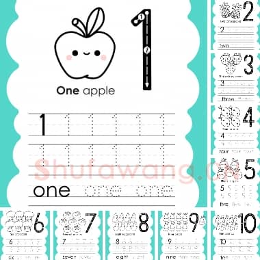 幼儿硬笔书法控笔练习 描数字(1-10)共10张