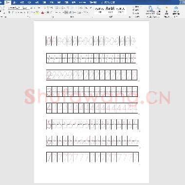 幼儿数字描红1-10