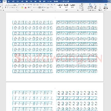 幼儿数字描红字贴(实用缩小版)---打印版.doc