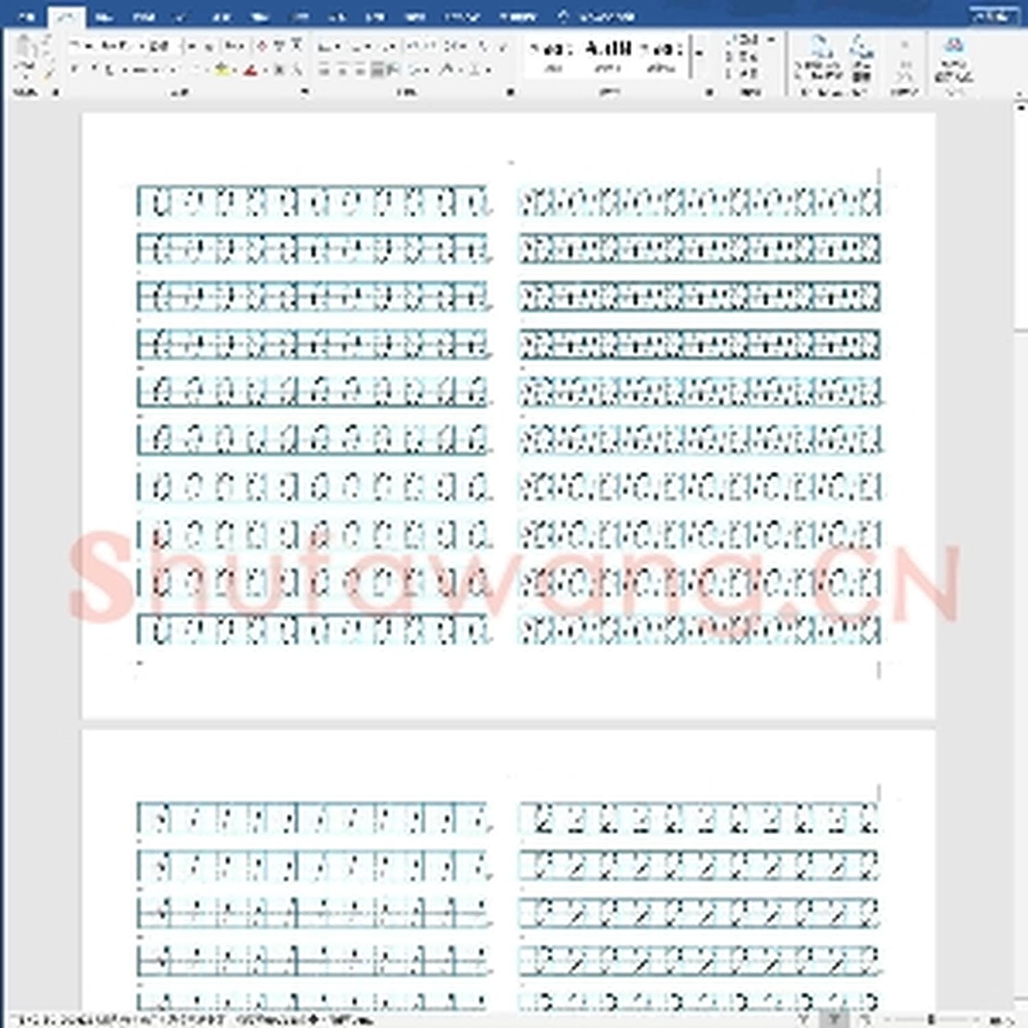 硬笔练字稿纸：幼儿数字描红字贴(实用缩小版)打印版.doc