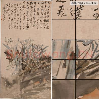 清 李鱓-土墙蝶花图轴 南京博物院馆藏书画作品