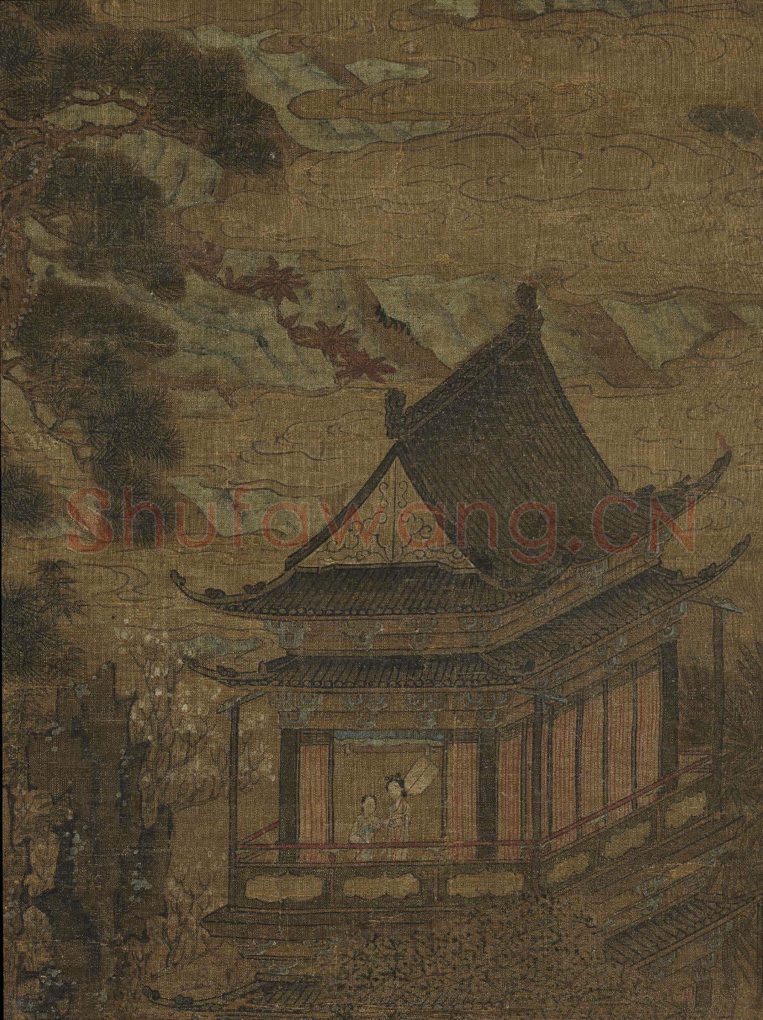 唐李昭道湖亭遊騎 軸