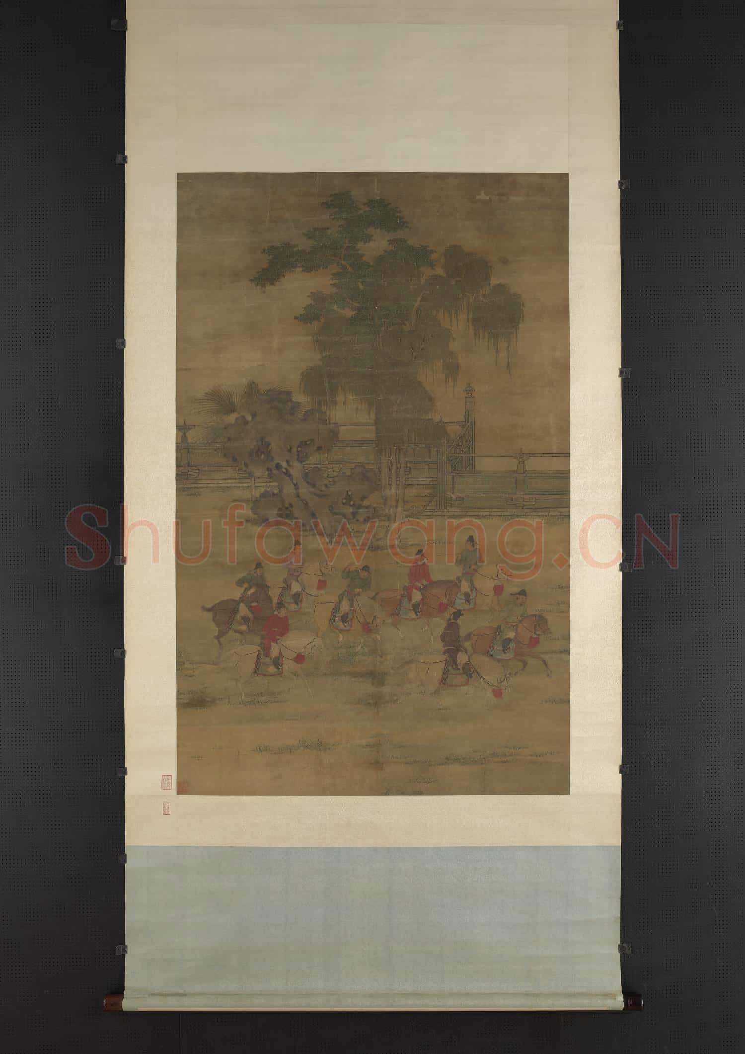 五代梁趙喦八達春遊圖 軸