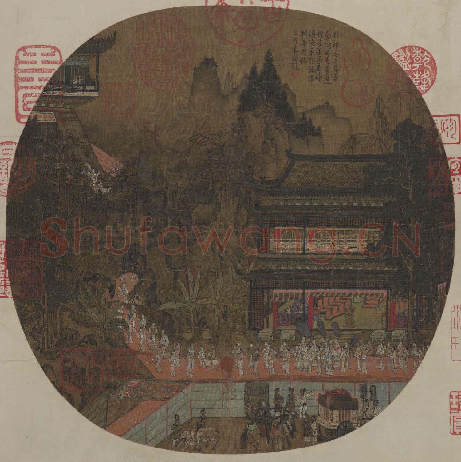 宋趙伯駒漢宮圖 軸