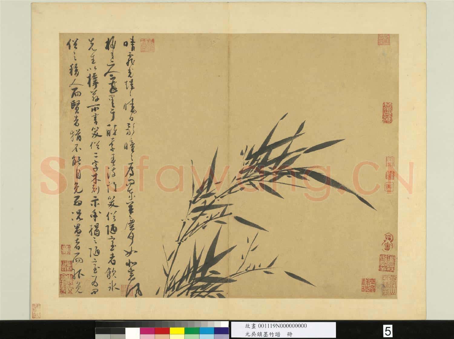 元吳鎮墨竹譜 冊 清風動脩竹