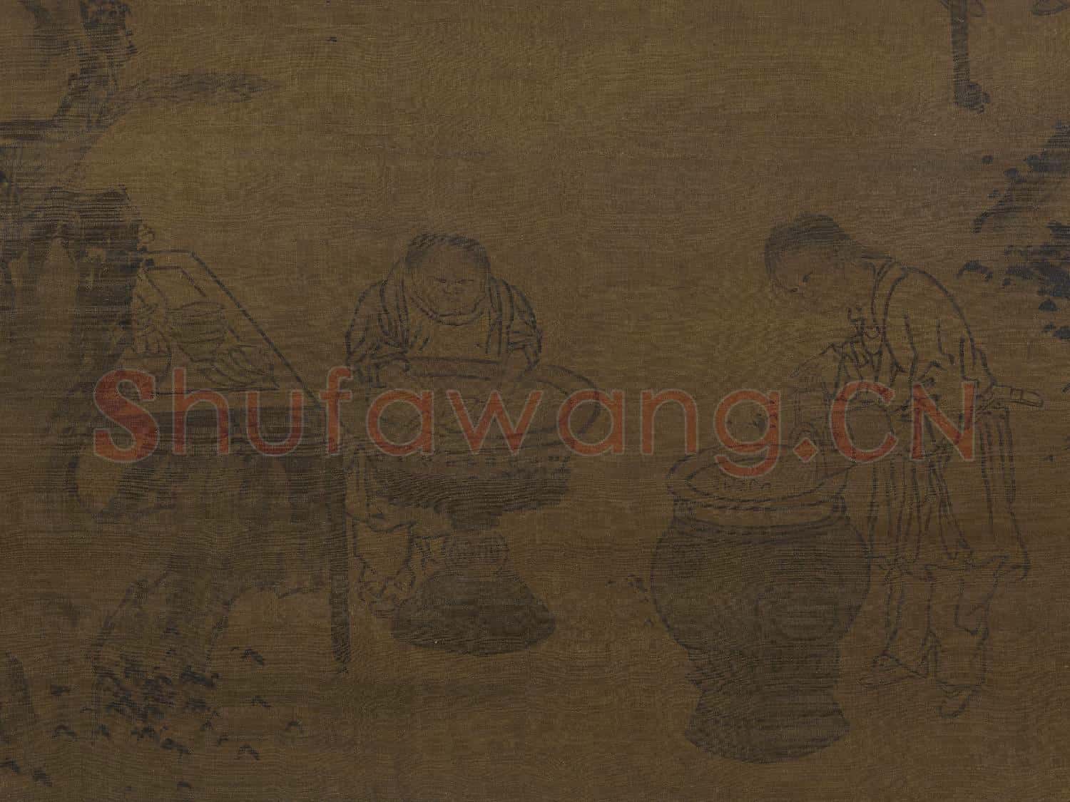 元人畫秋庭書壁 軸