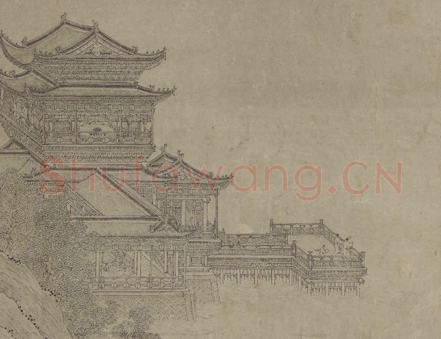 元人江天樓閣 軸