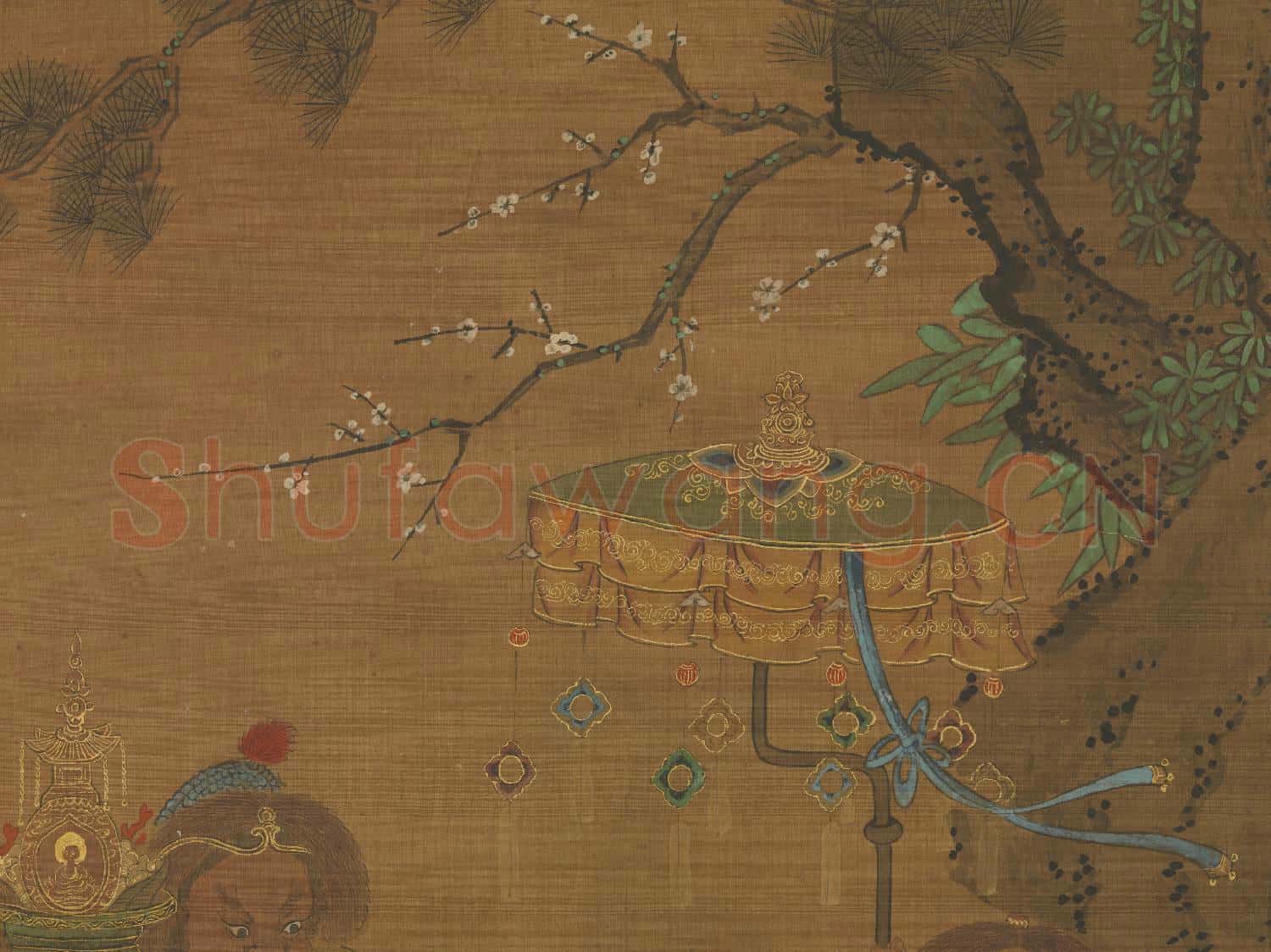 元人畫冬景戲嬰圖 軸