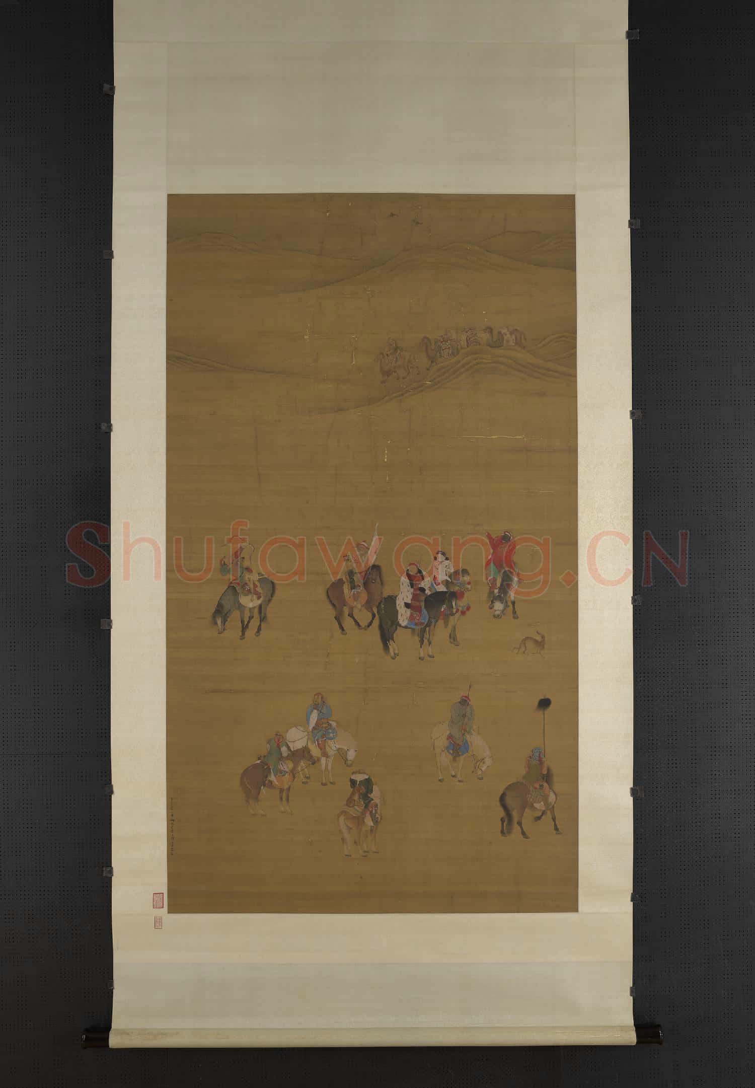 元劉貫道畫元世祖出獵圖 軸