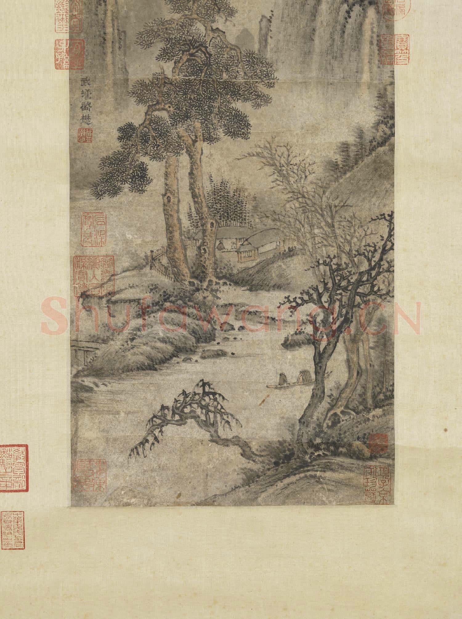 元盛懋畫蒼山白雲 軸