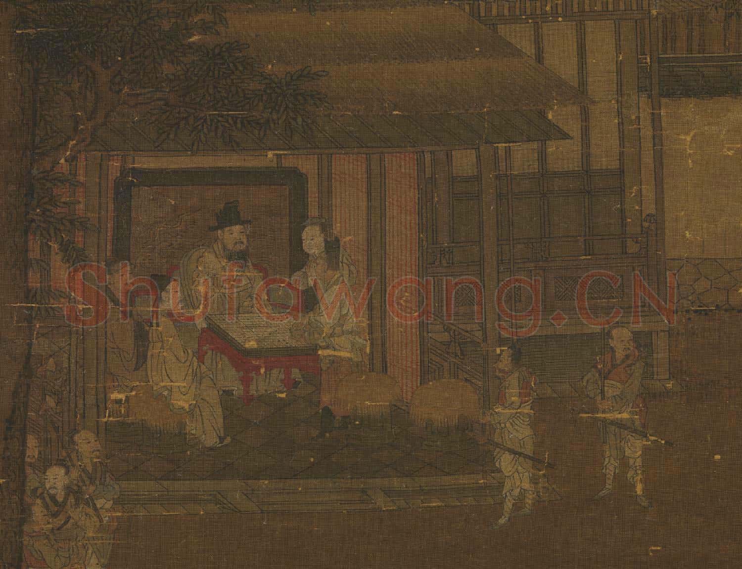元唐棣山水 軸