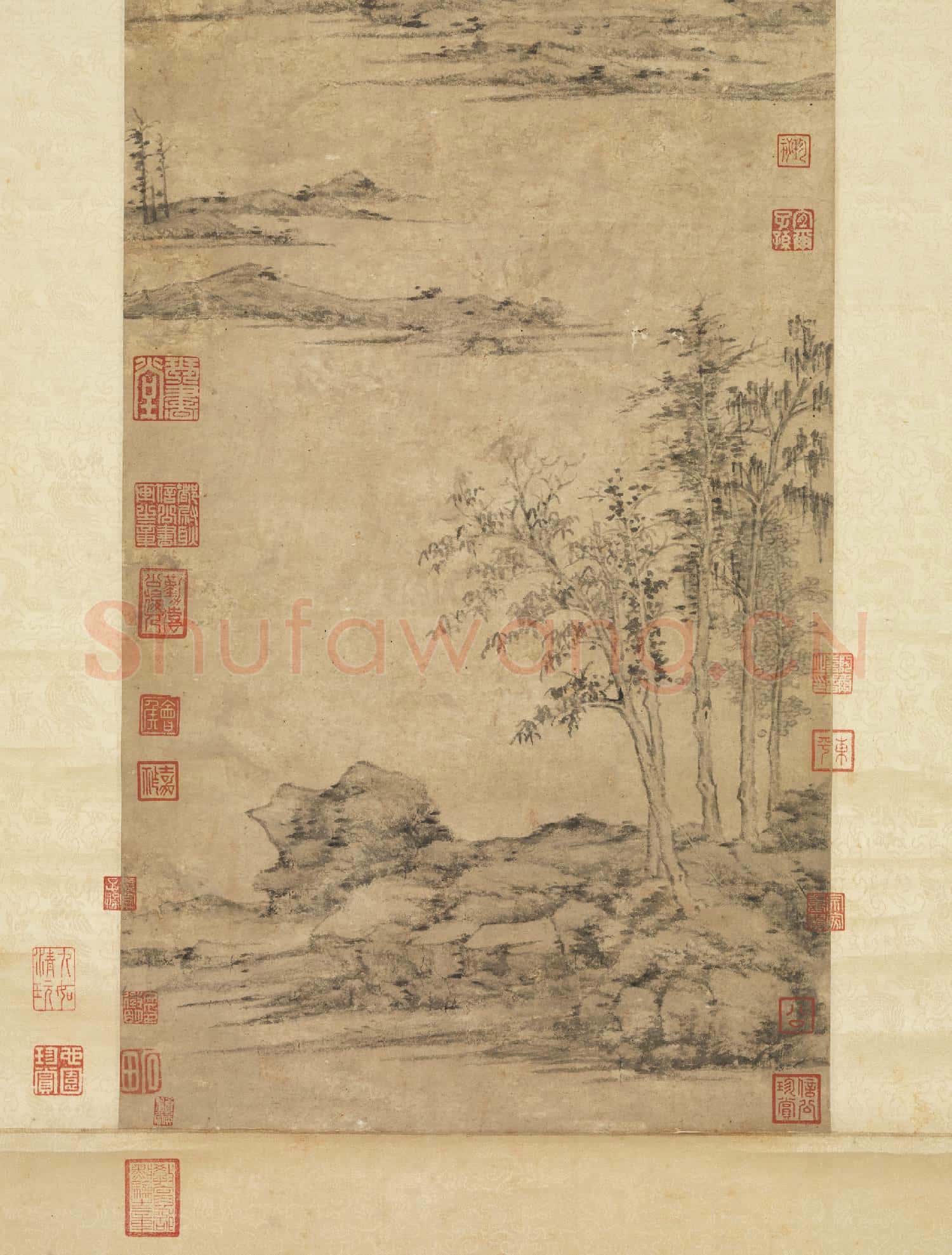 元倪瓚溪山圖 軸