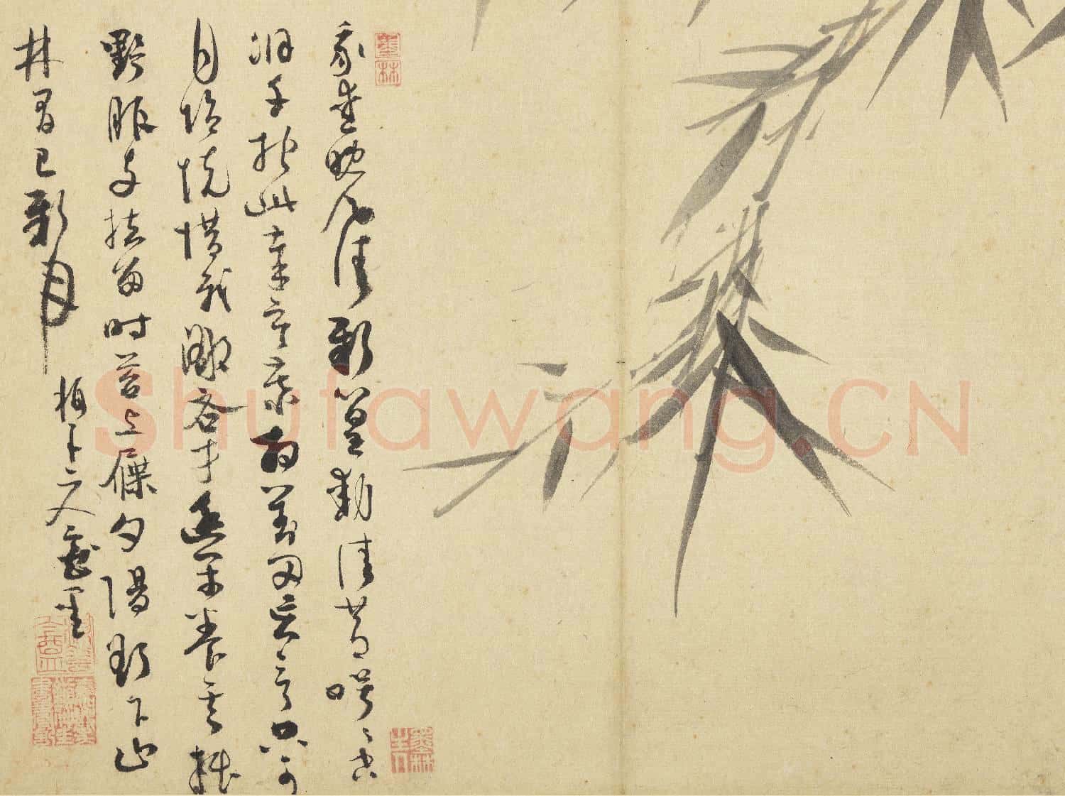 元吳鎮墨竹 冊 墨竹(四）