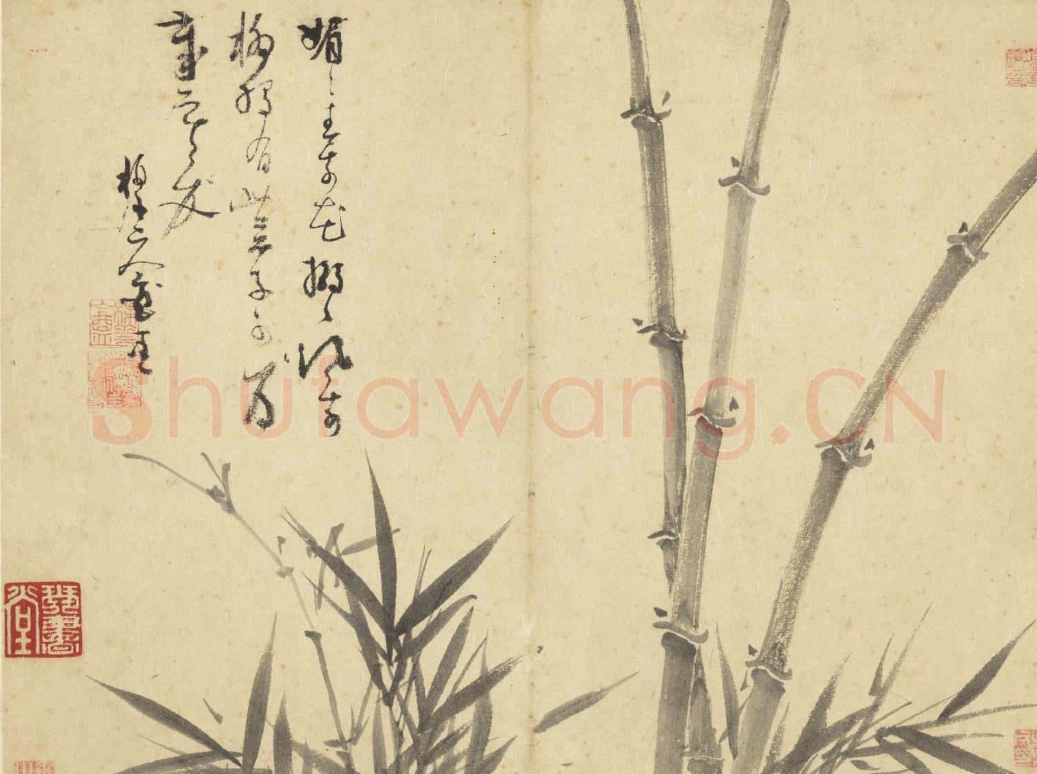 元吳鎮墨竹 冊 墨竹(六）