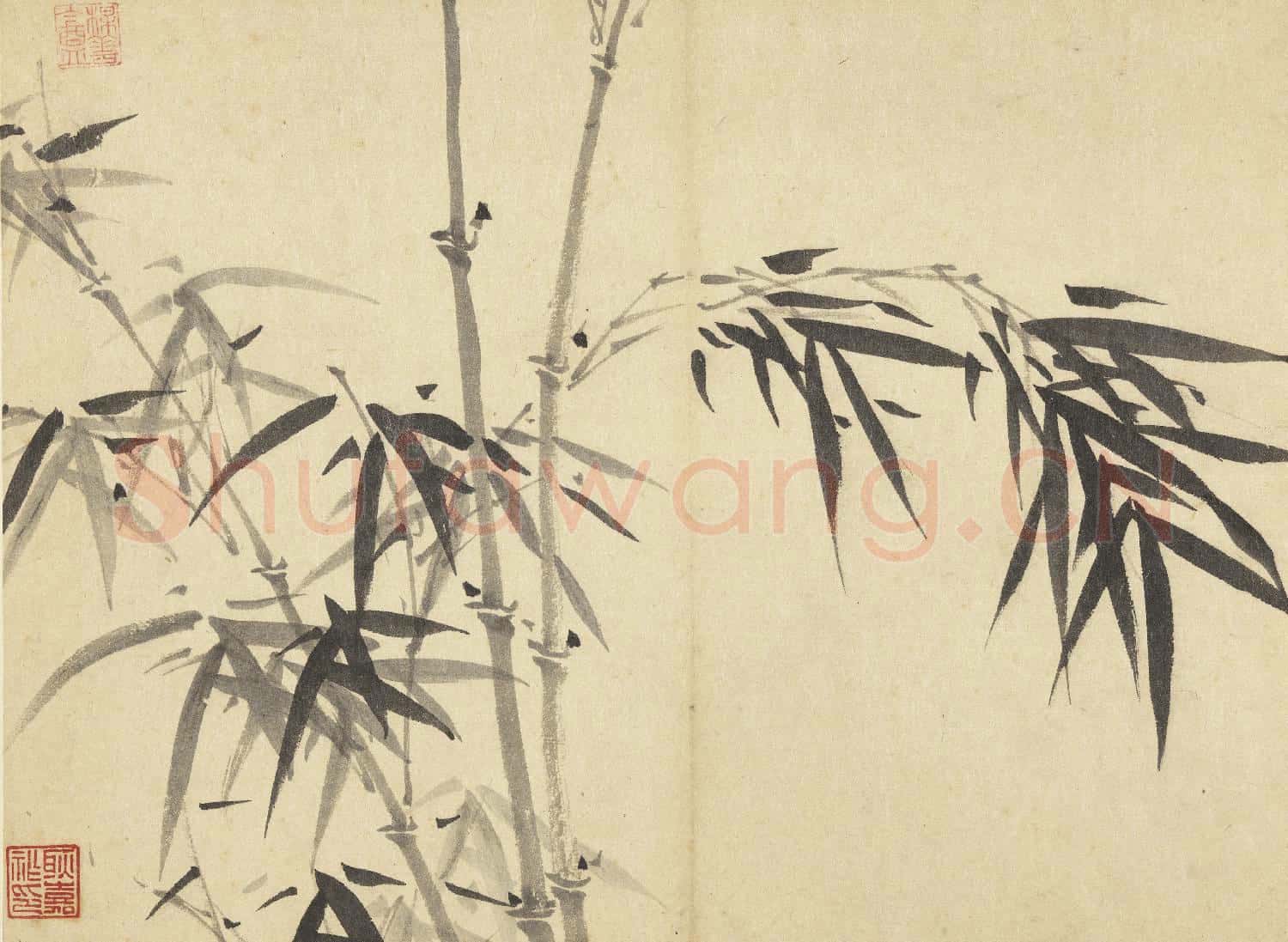 元吳鎮墨竹 冊 墨竹(九)