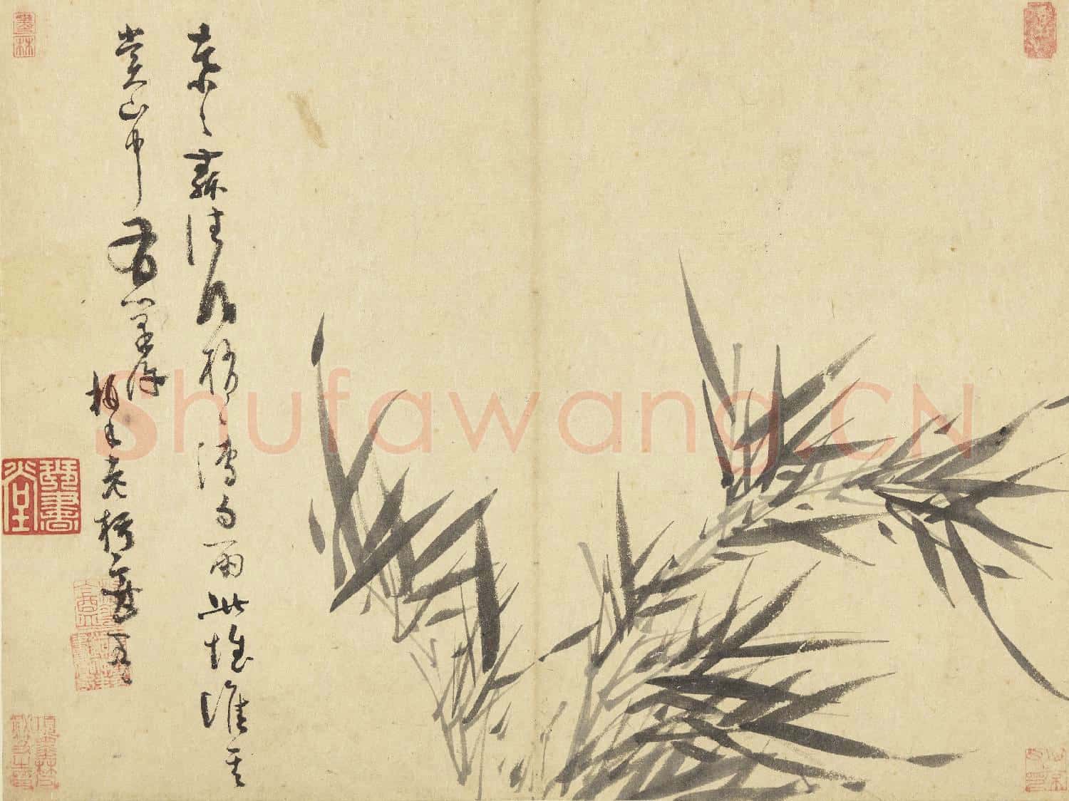 元吳鎮墨竹 冊 墨竹(十一）