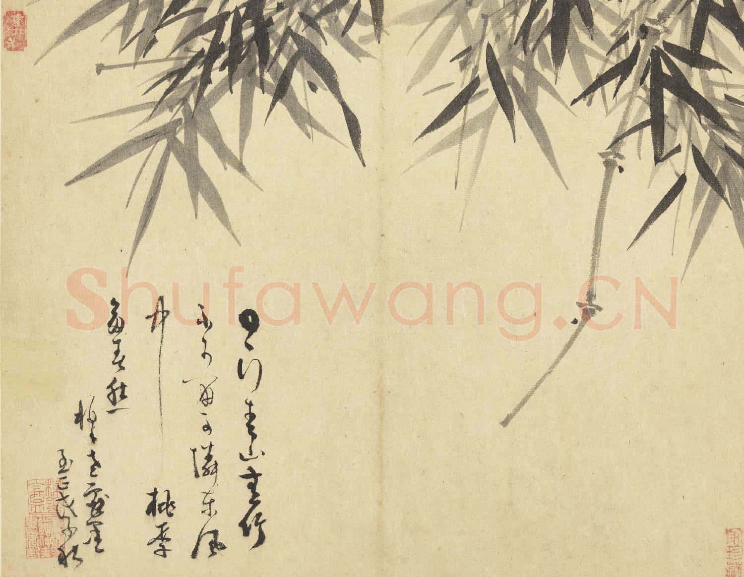 元吳鎮墨竹 冊 墨竹(十三)