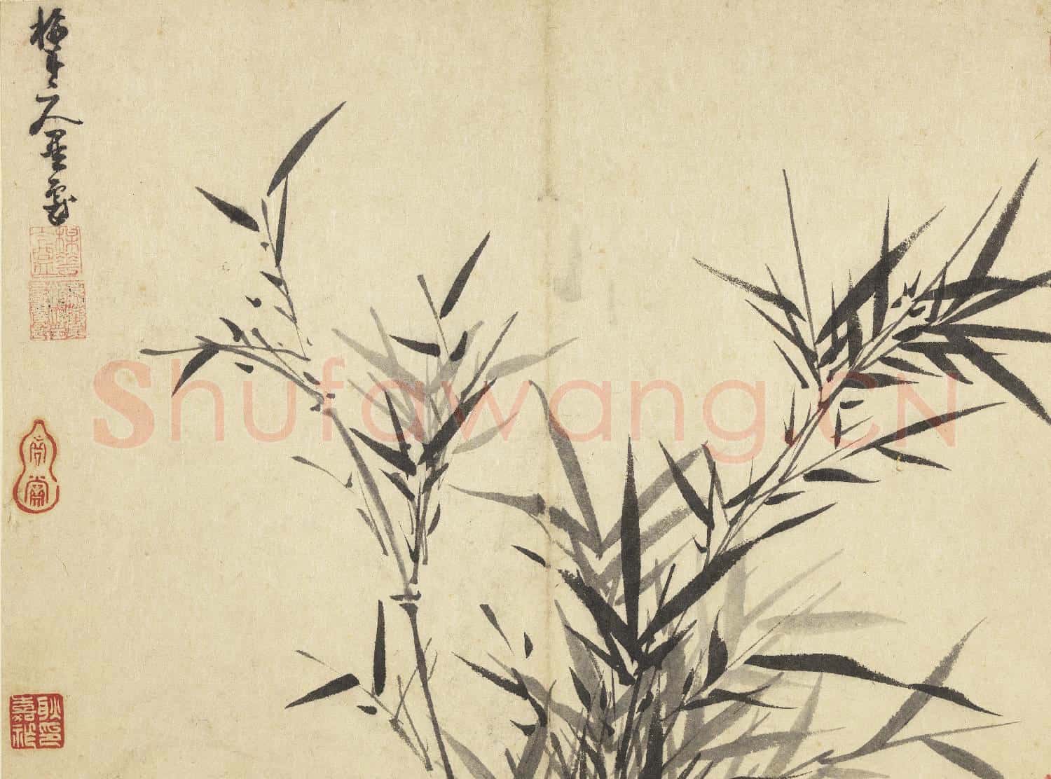 元吳鎮墨竹 冊 墨竹(十四）