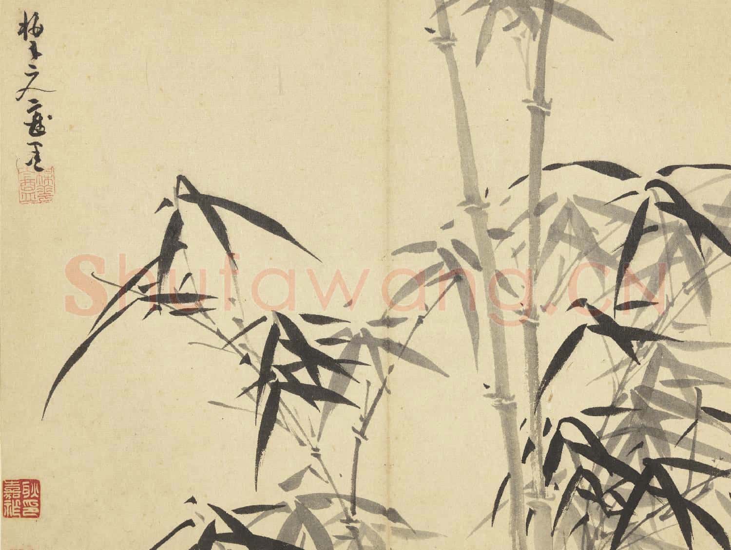 元吳鎮墨竹 冊 墨竹(十七）