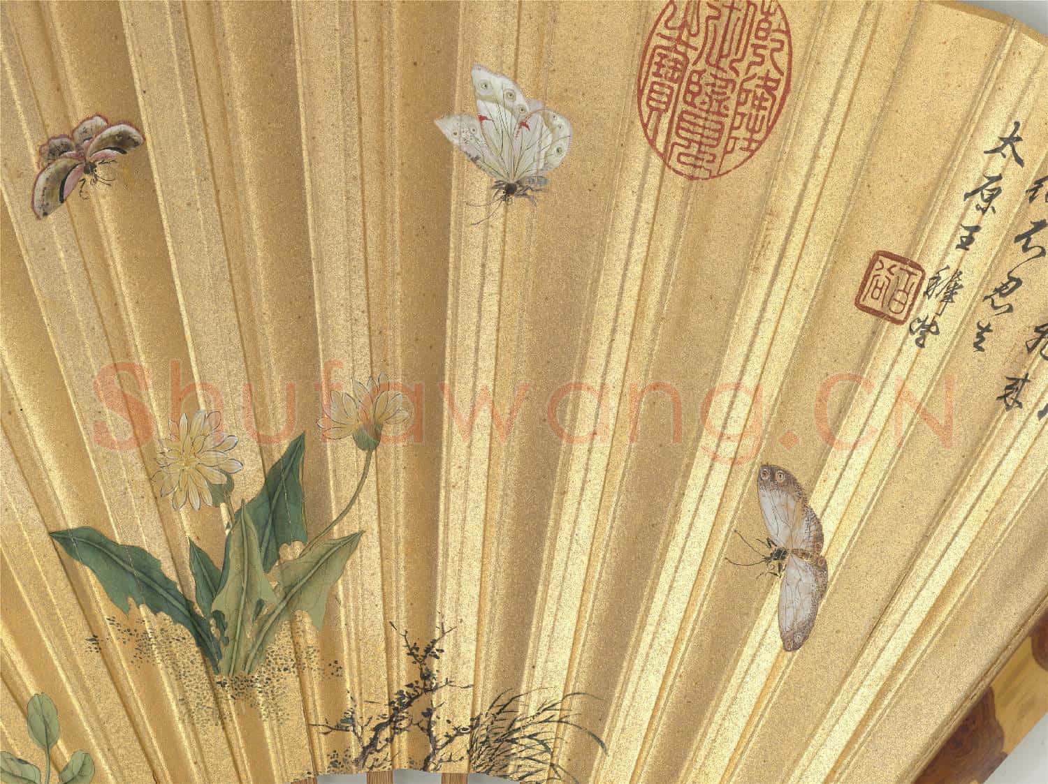 明馬守貞花蝶圖 成扇