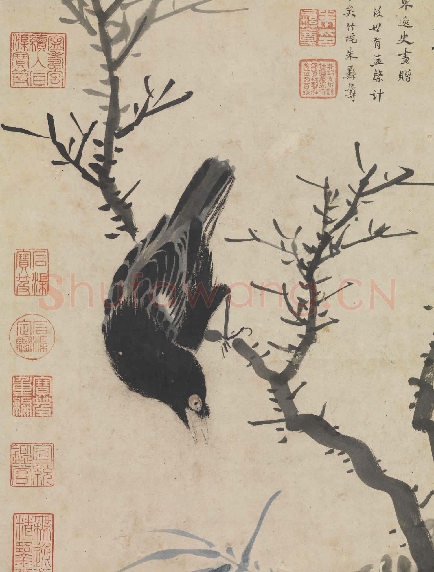 明姚綬畫寒林鸜鵒 軸