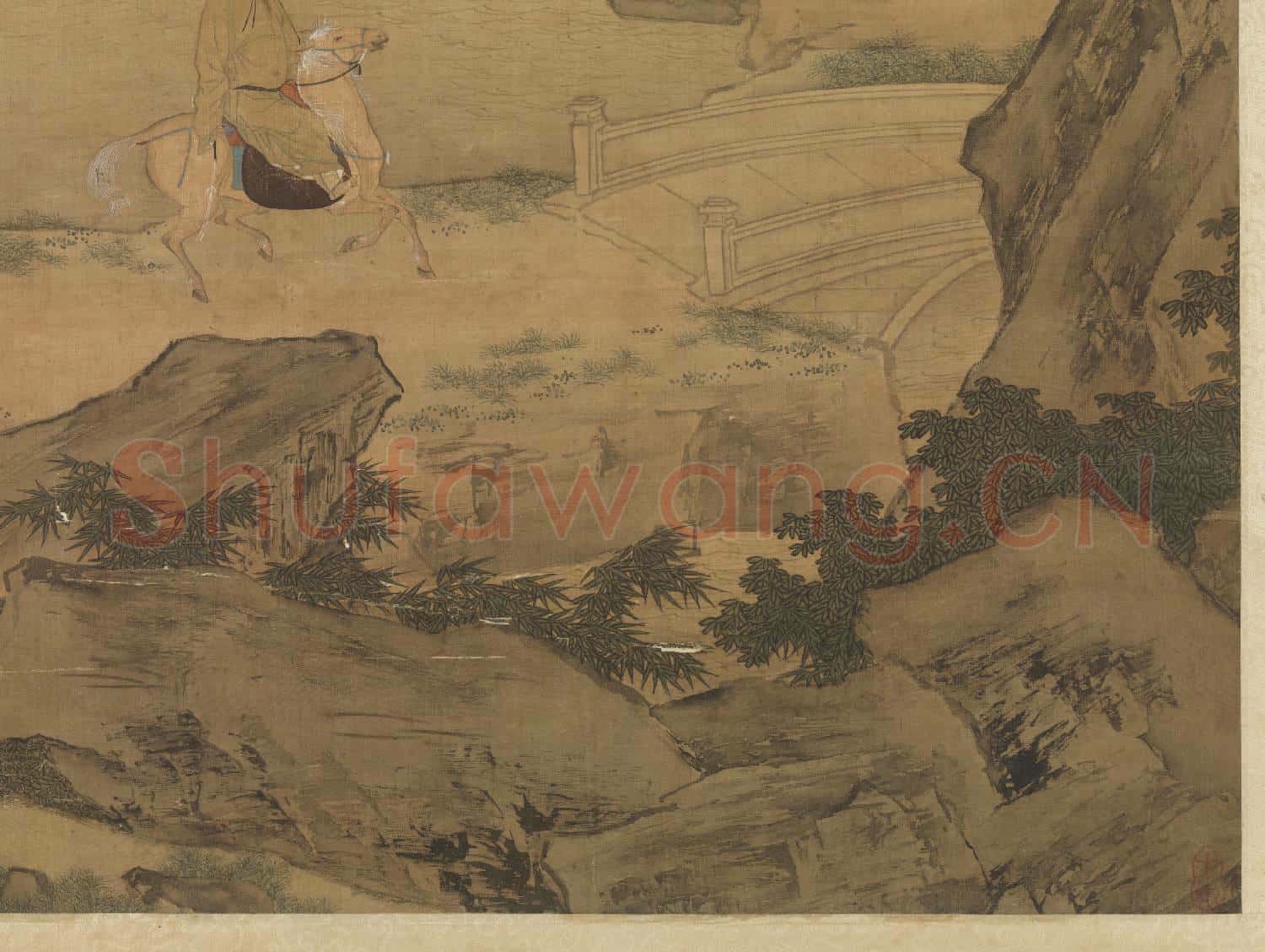 明仇英春遊晚歸圖 軸