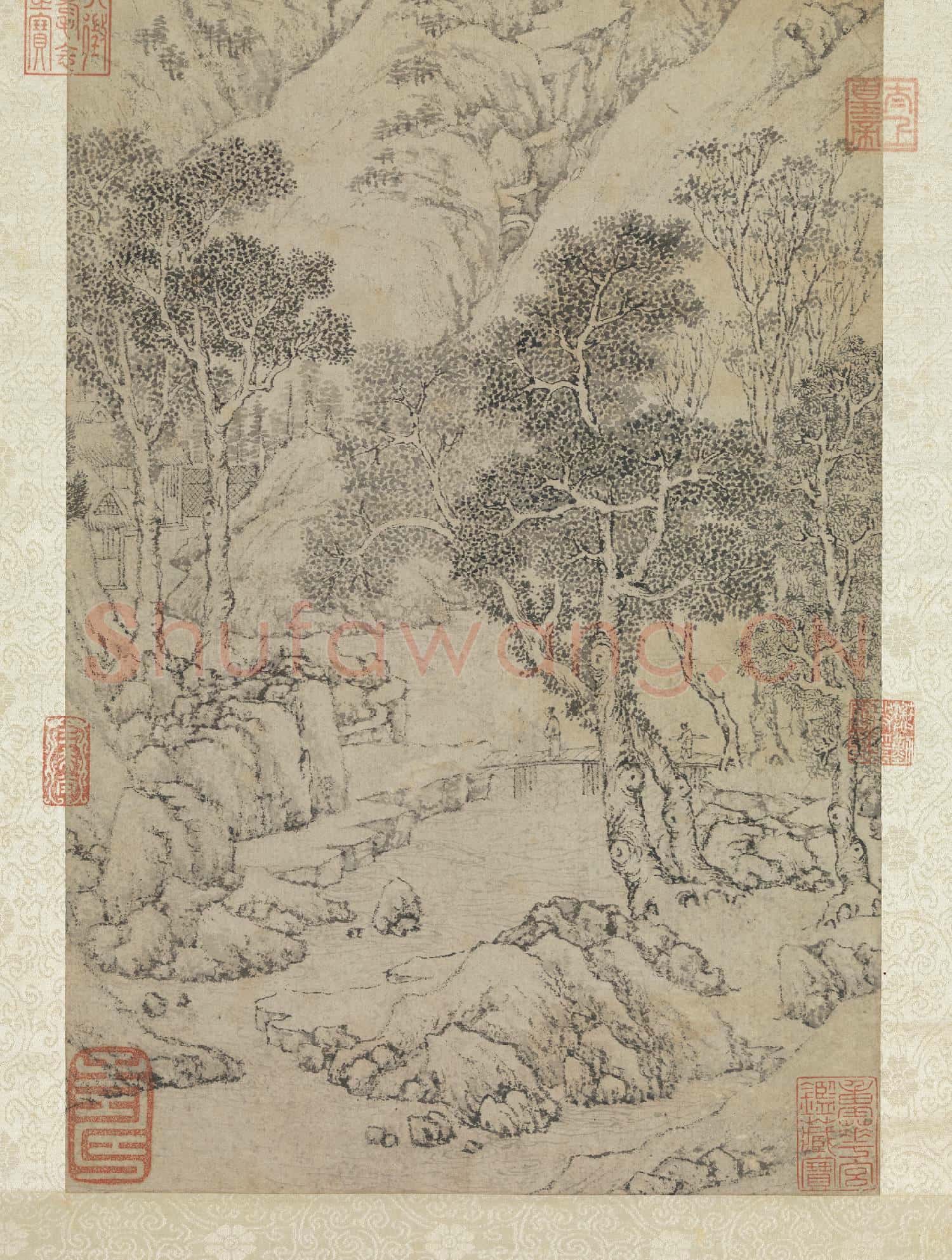 明文徵明春林策杖 軸