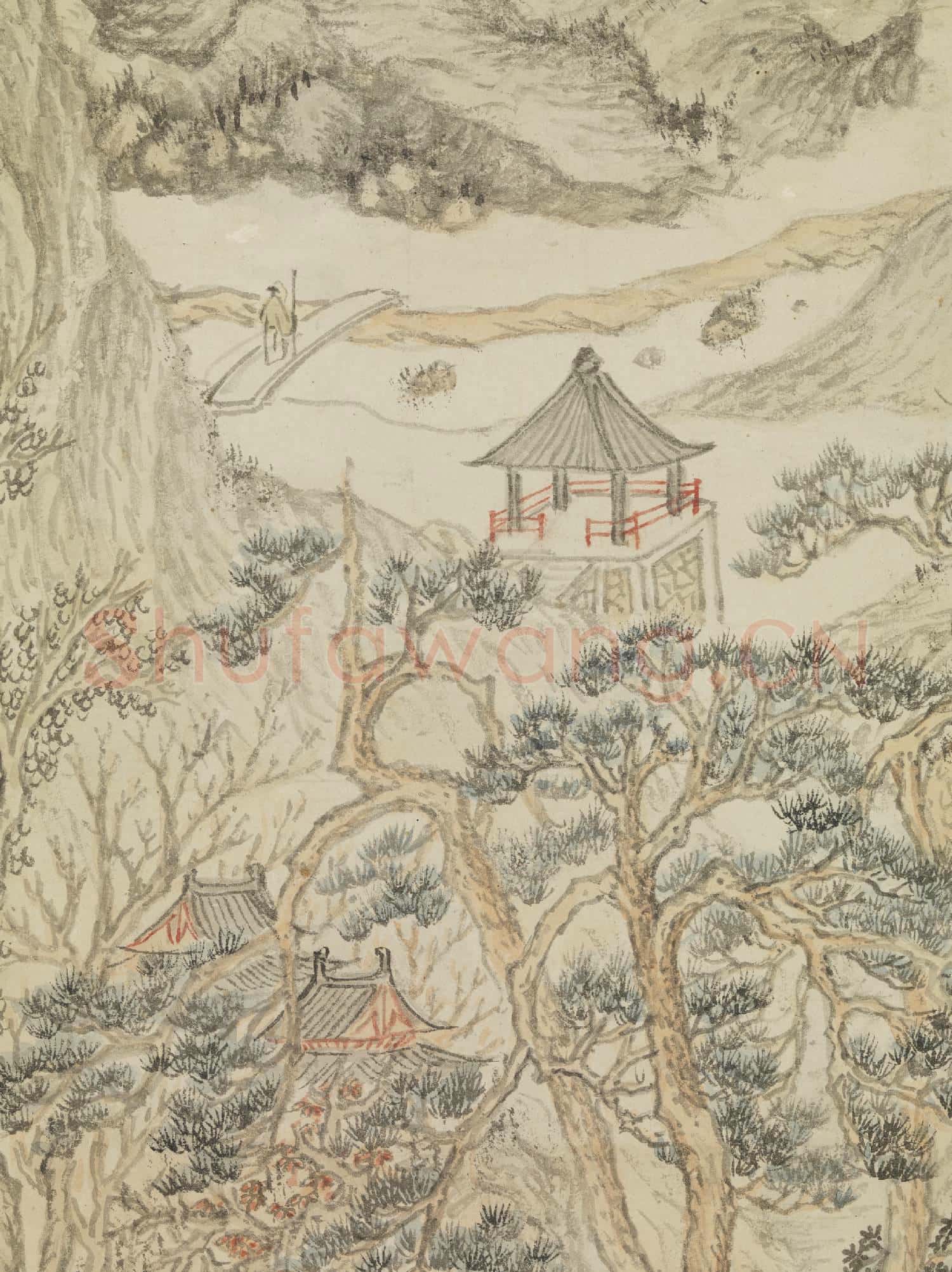 明文伯仁松岡竹塢圖 軸
