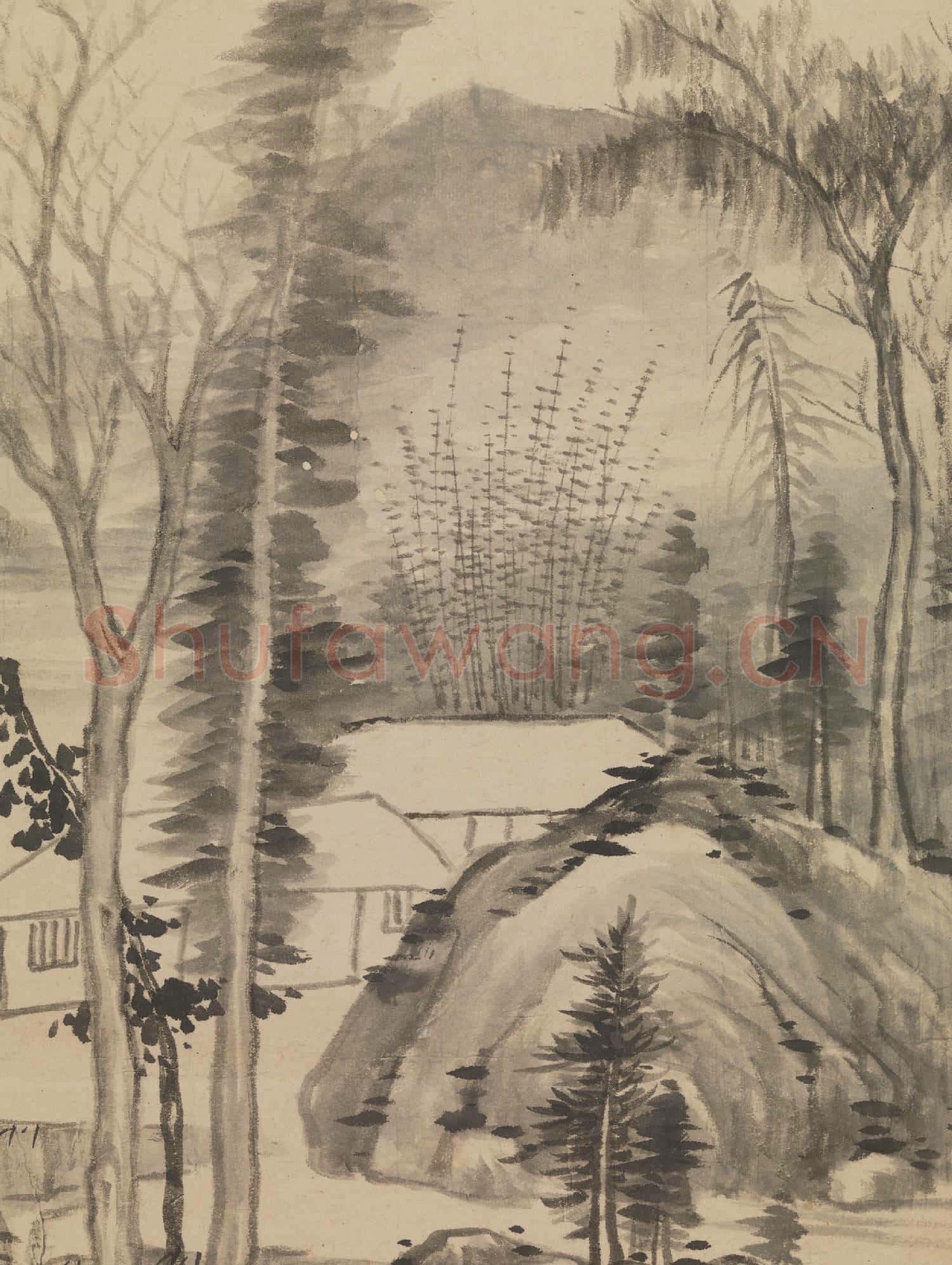 明董其昌秋林書屋圖 軸