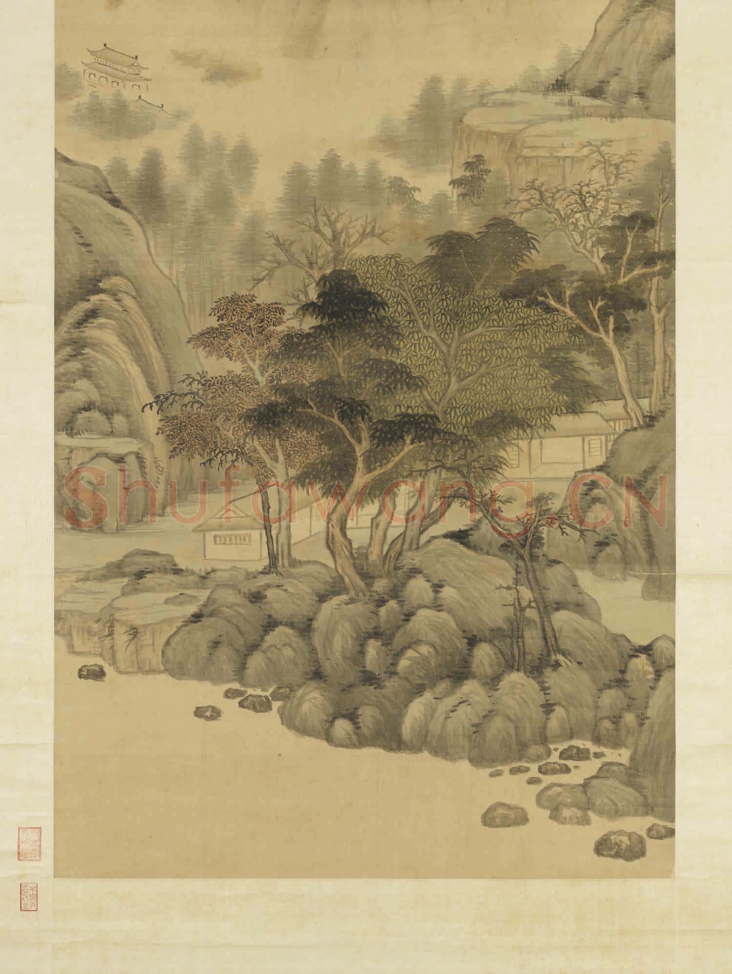 清顧大申秋日山居圖 軸