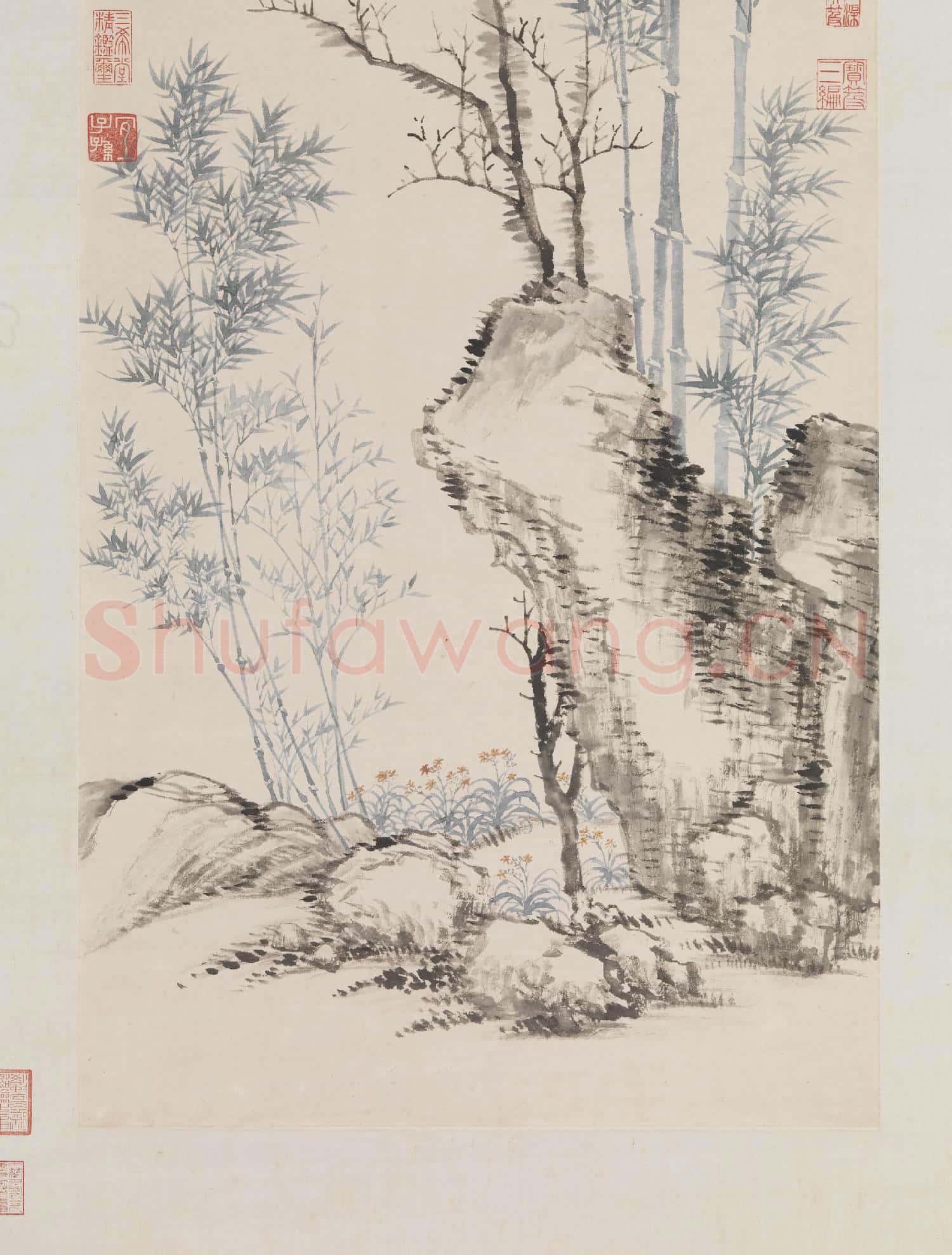清惲壽平竹石枯槎圖 軸