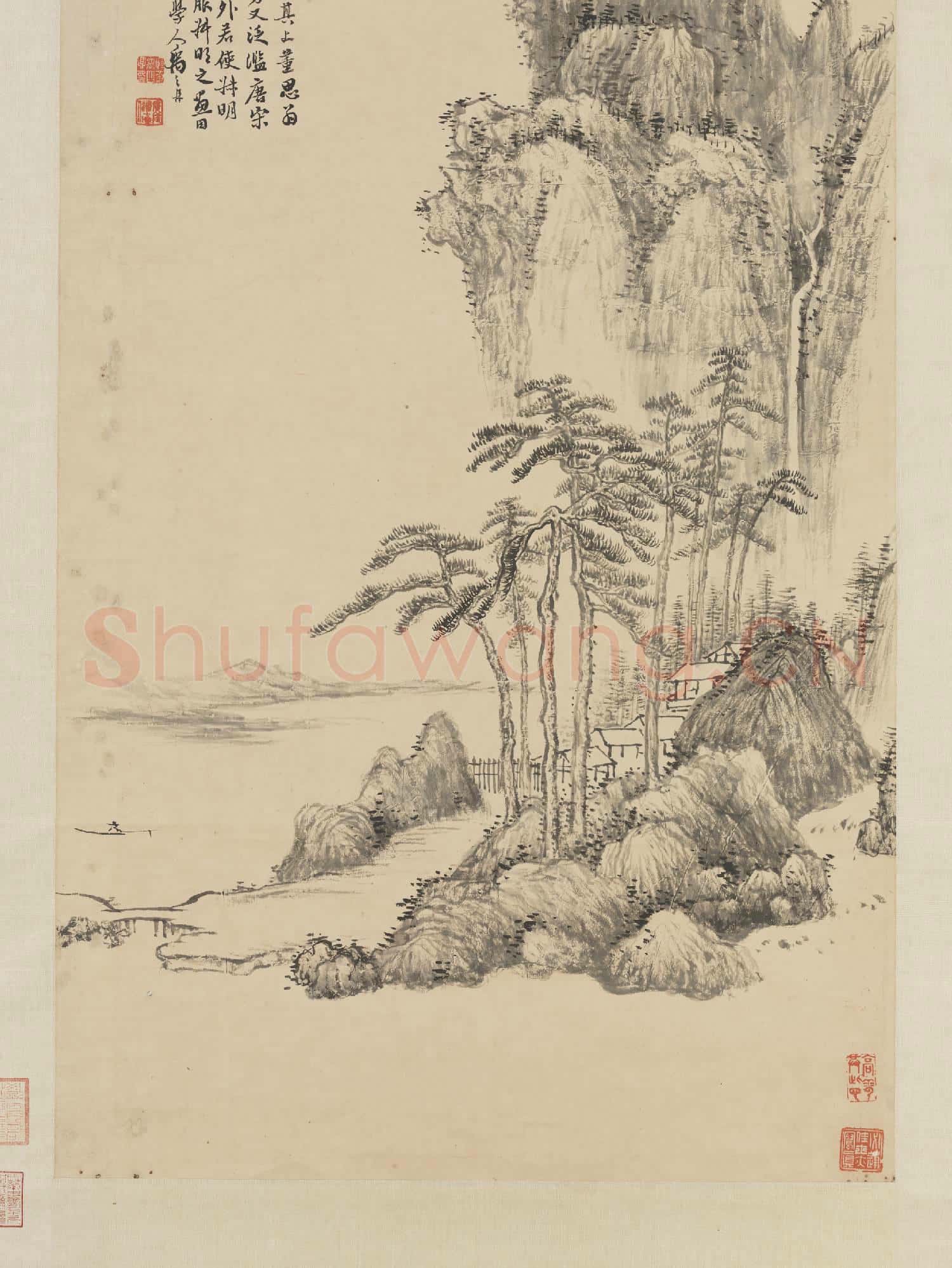 清禹之鼎山水 軸