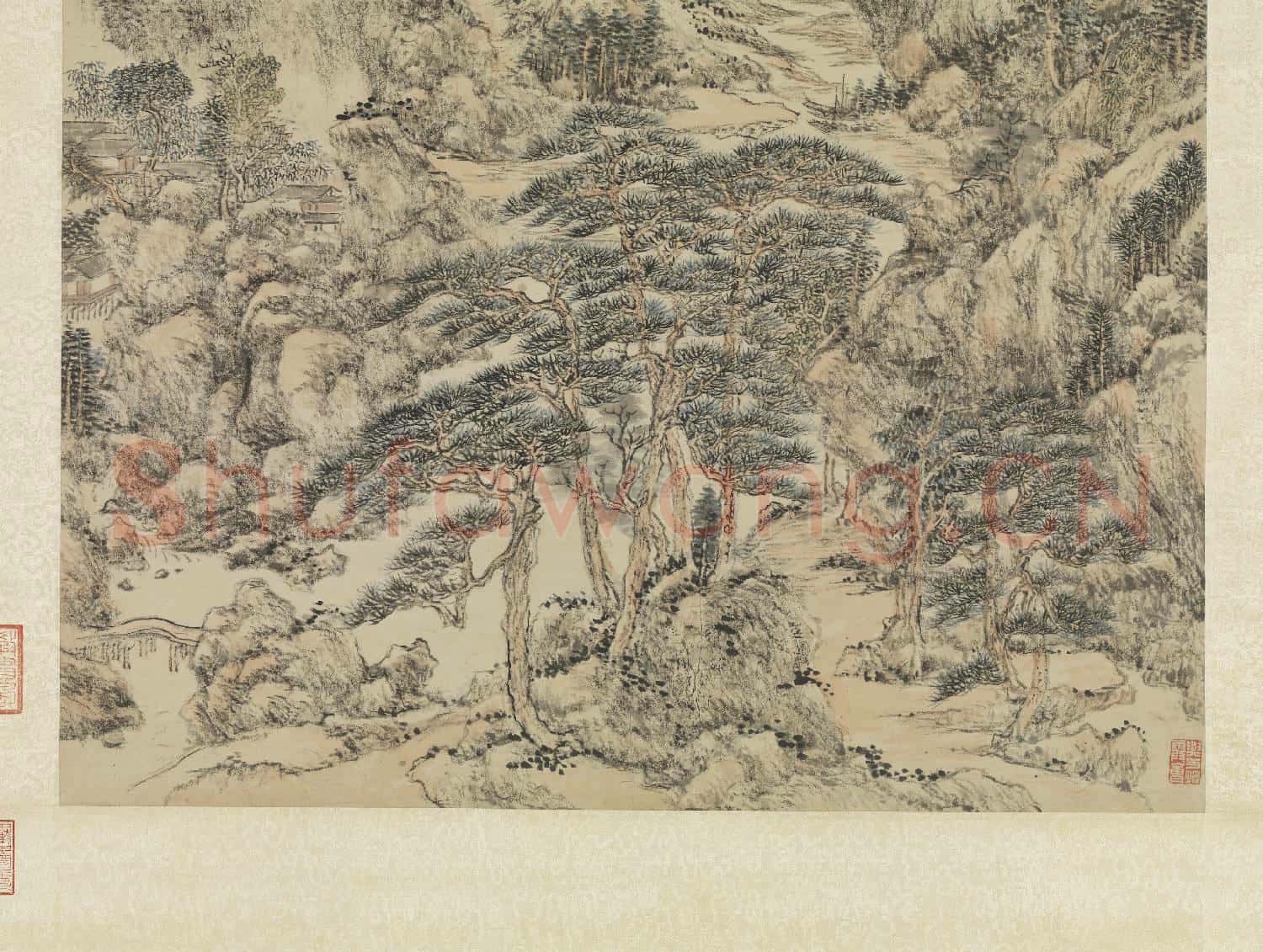 清王原祁仿王蒙夏日山居圖 軸