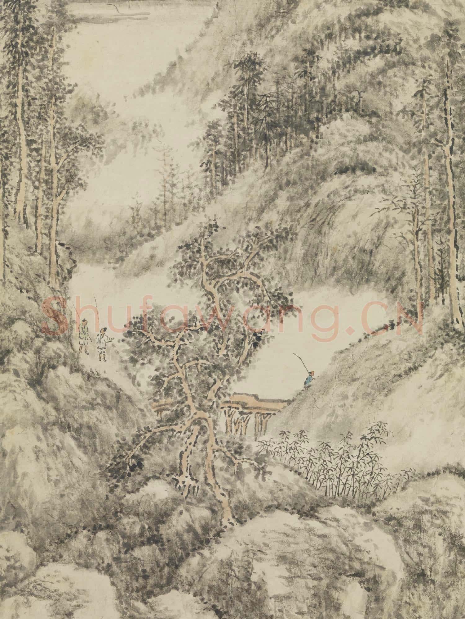 清方士庶仿董源夏山烟靄圖 軸
