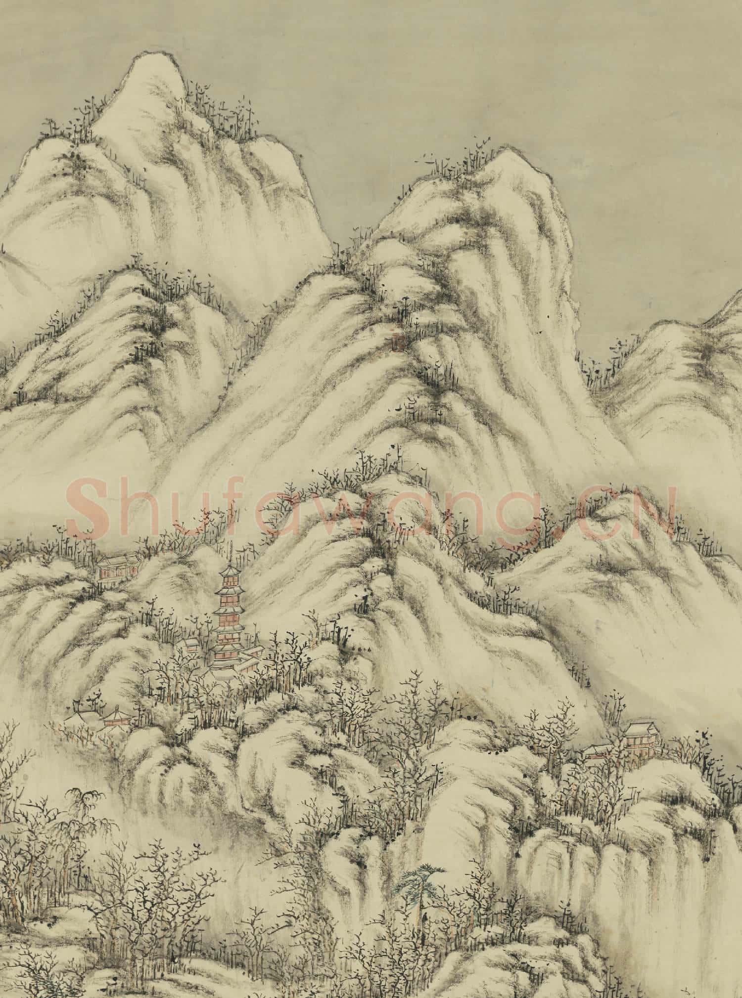 清董邦達畫御製夜雪詩意圖 軸