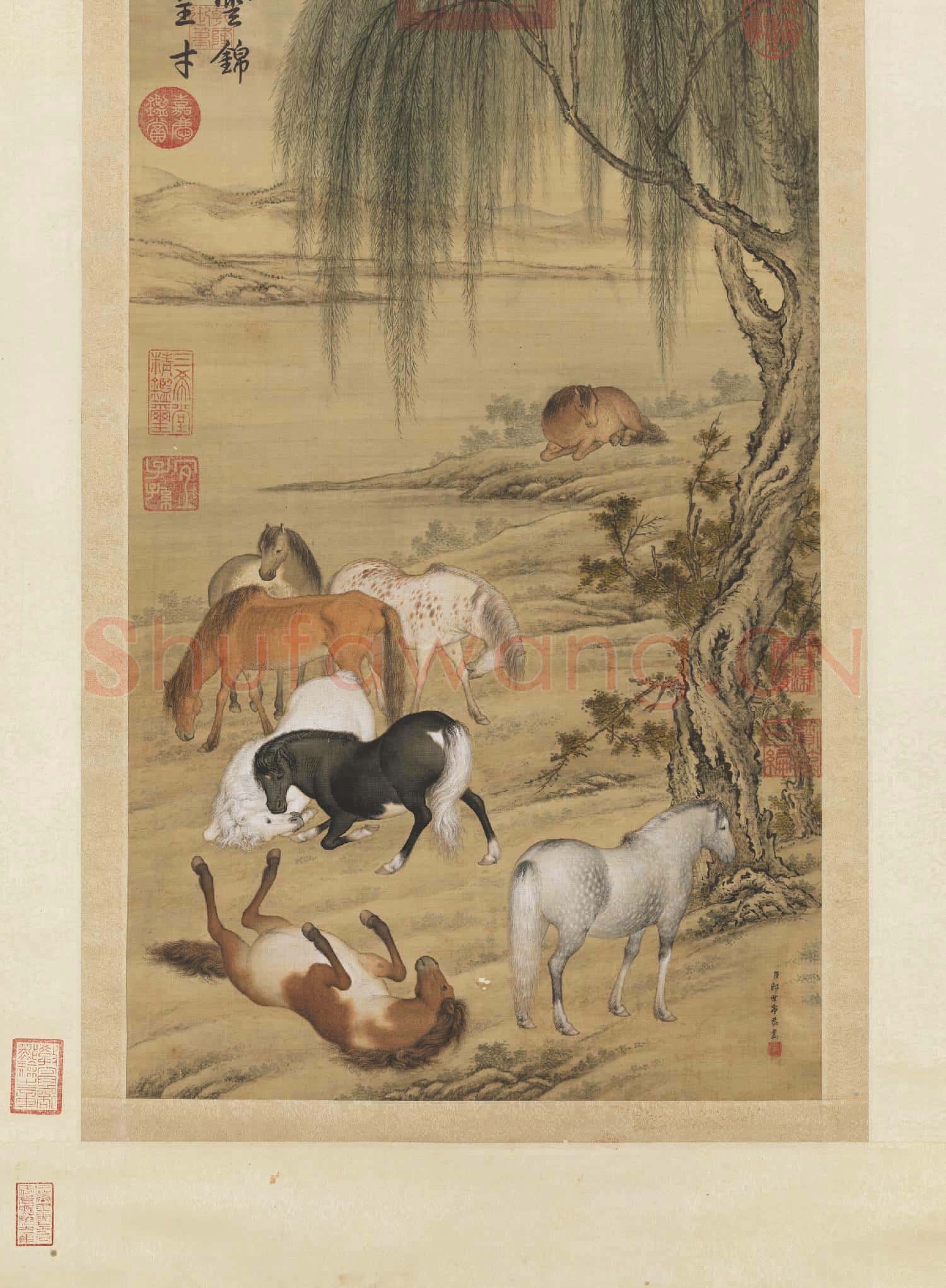 清郎世寧雲錦呈才 軸