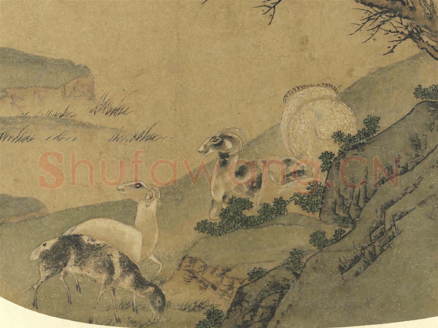 唐刁光胤寫生花卉 冊 枯樹五羊磐陀流水
