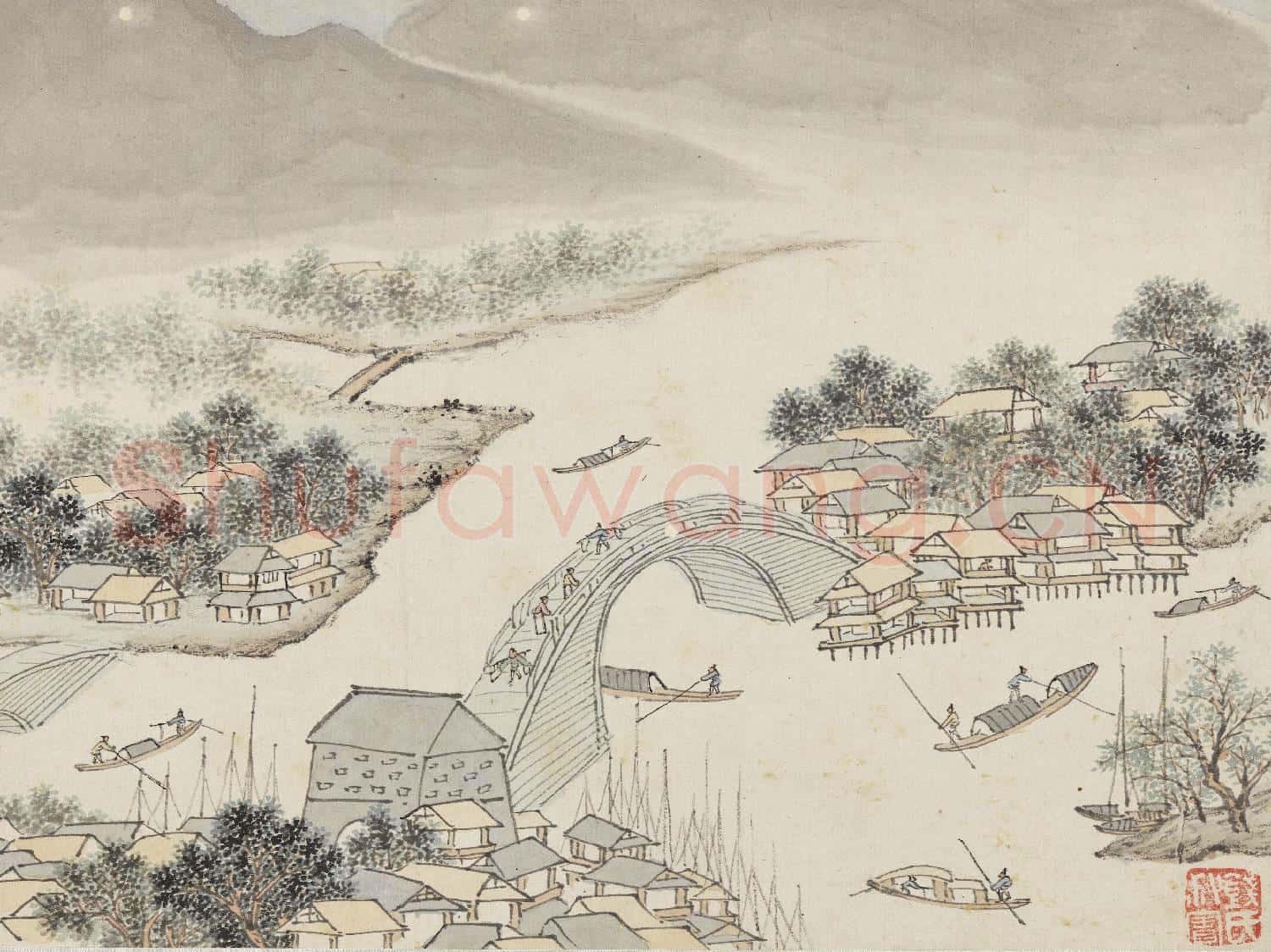 明錢穀紀行圖 冊 楓橋