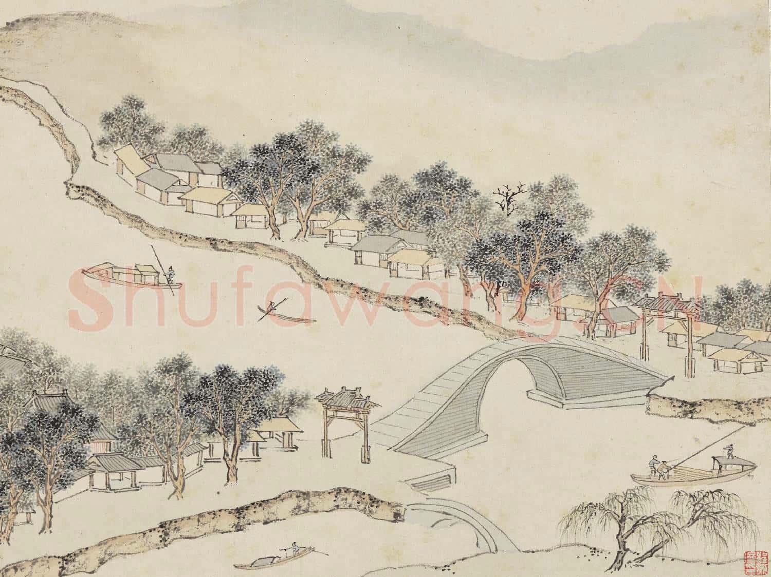 明錢穀紀行圖 冊 白家橋