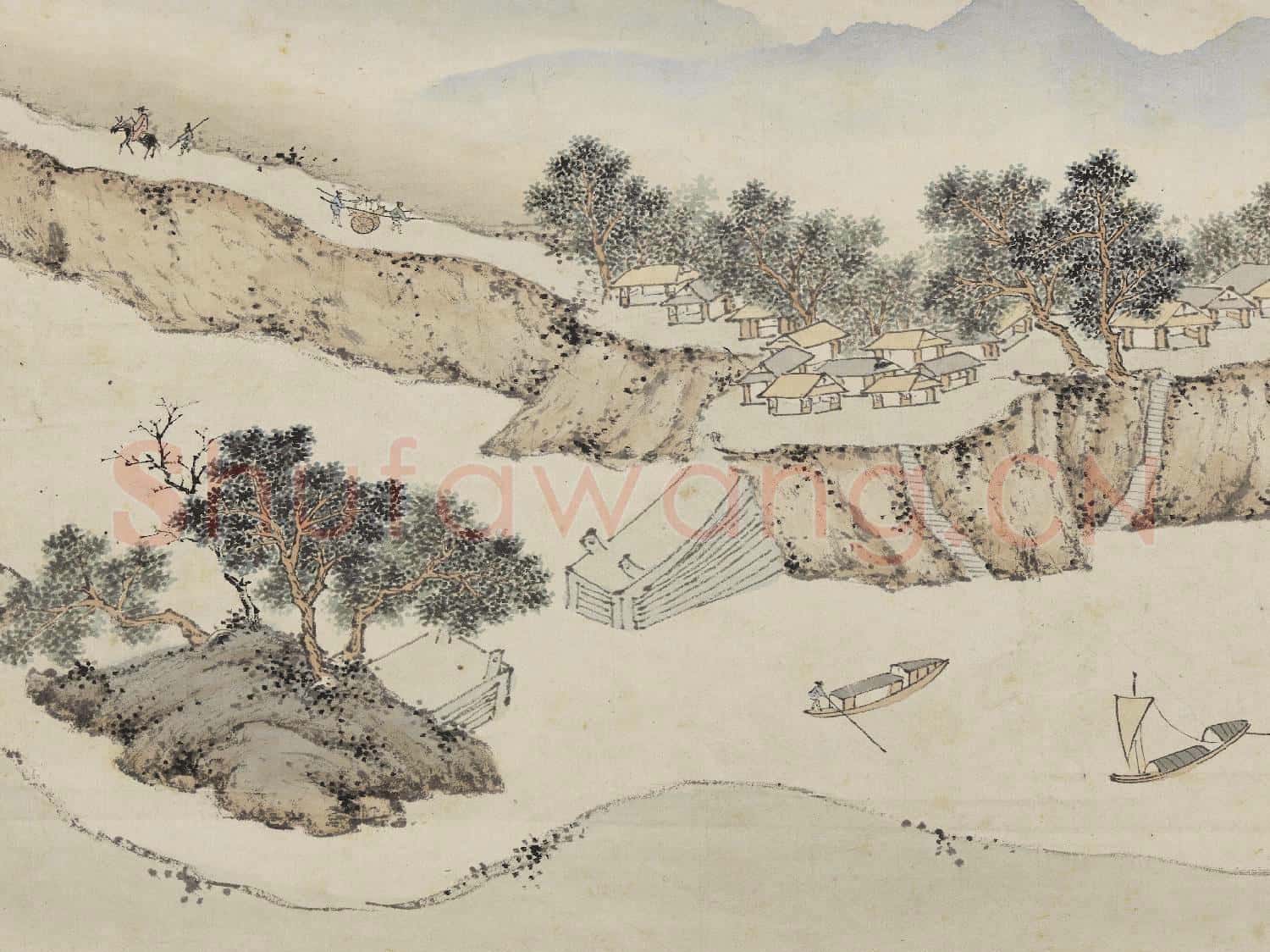 明錢穀紀行圖 冊 奔牛