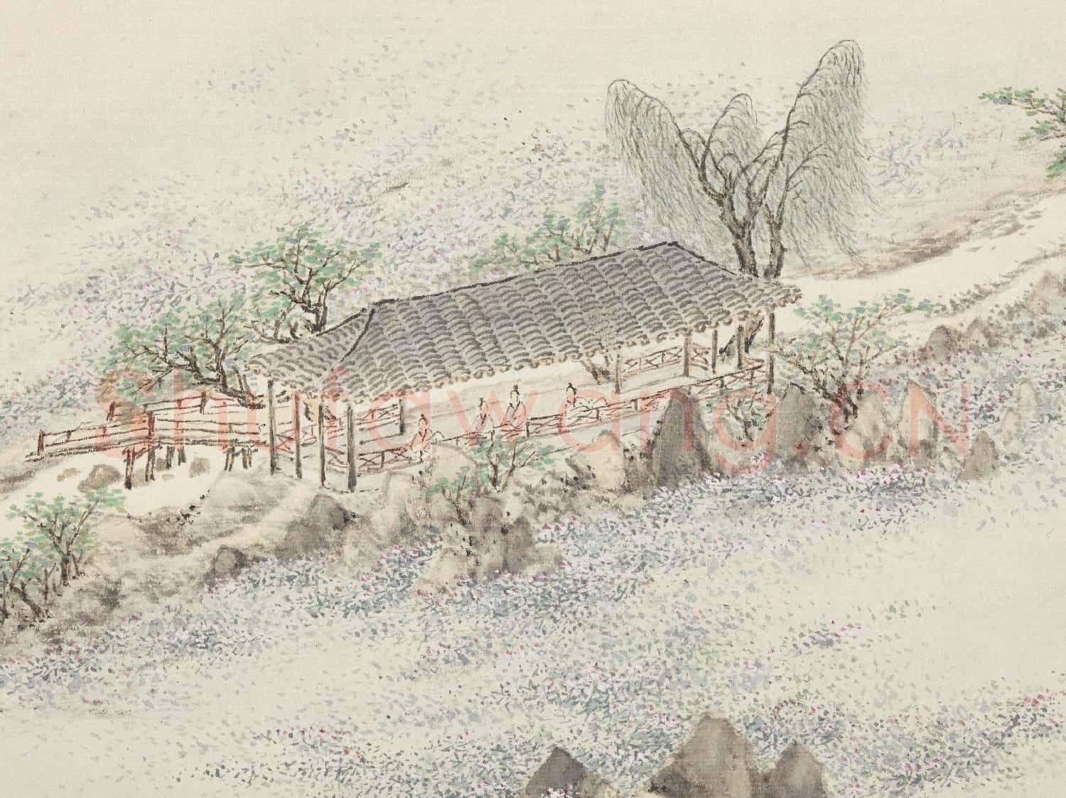 明沈士充畫郊園十二景 冊 就花亭