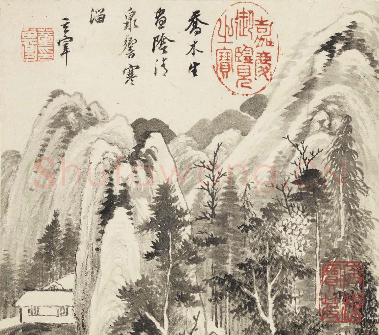 明董其昌山水 冊 喬木清泉