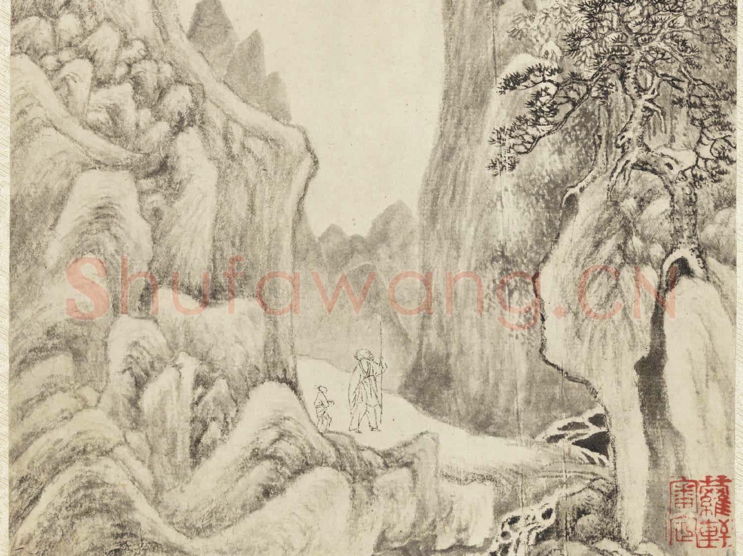 明董其昌山水 冊 廬山瀑布