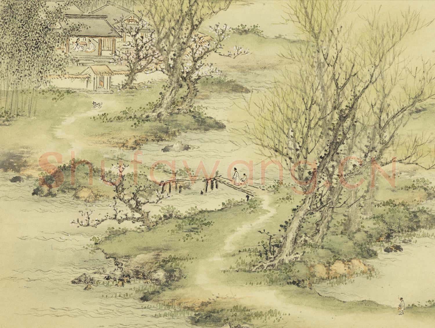 明陸遠摹古 冊 清溪橫涉