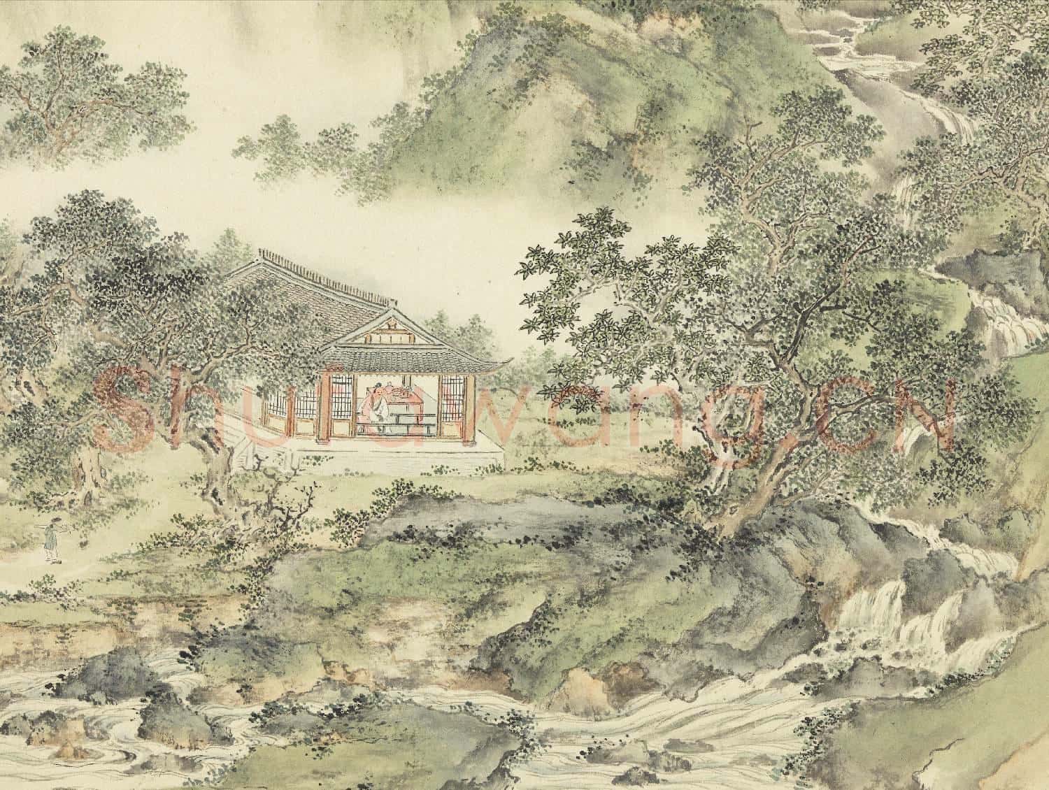 明陸遠摹古 冊 水閣觀流