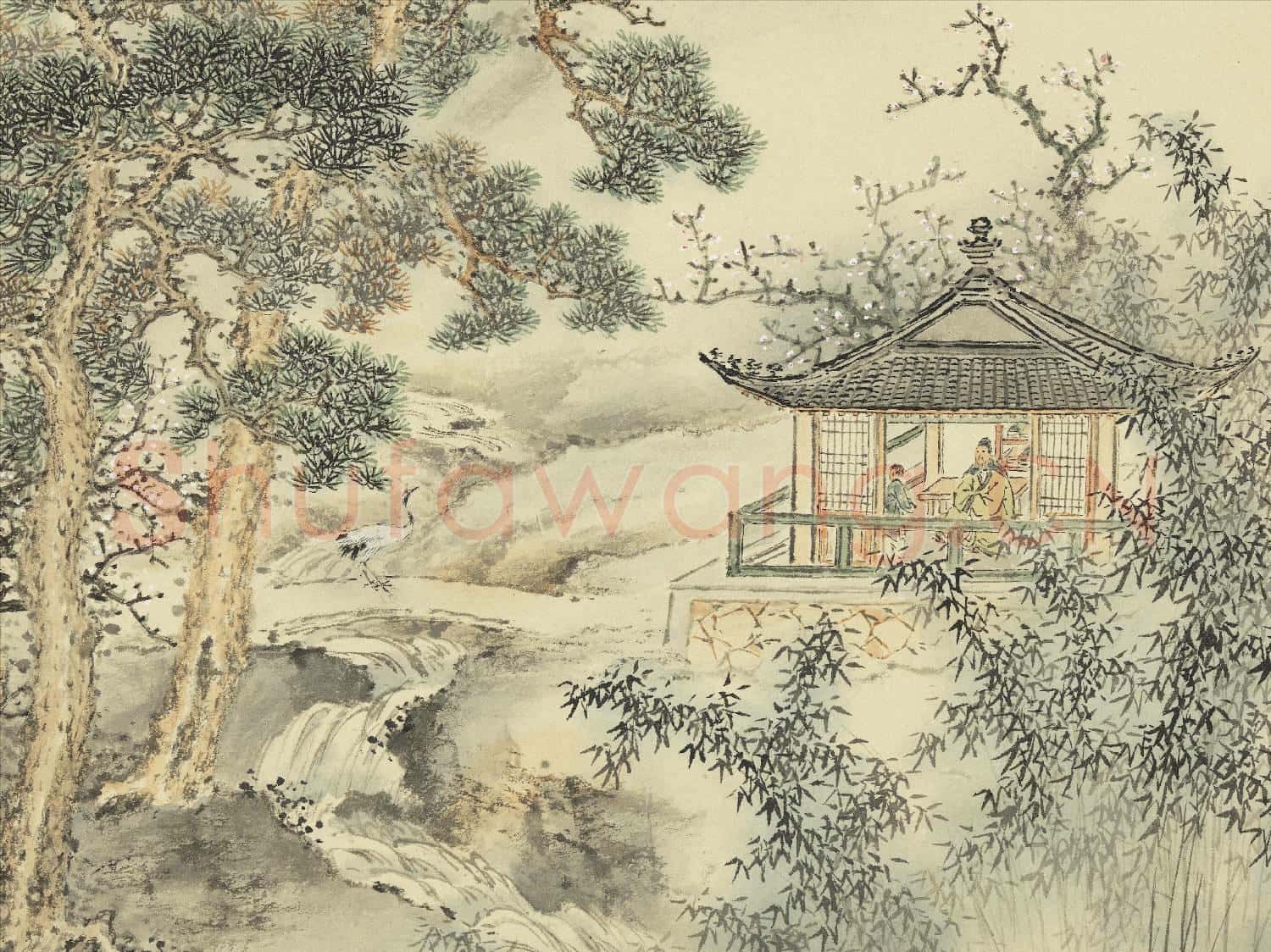 明陸遠摹古 冊 竹閣觀鶴